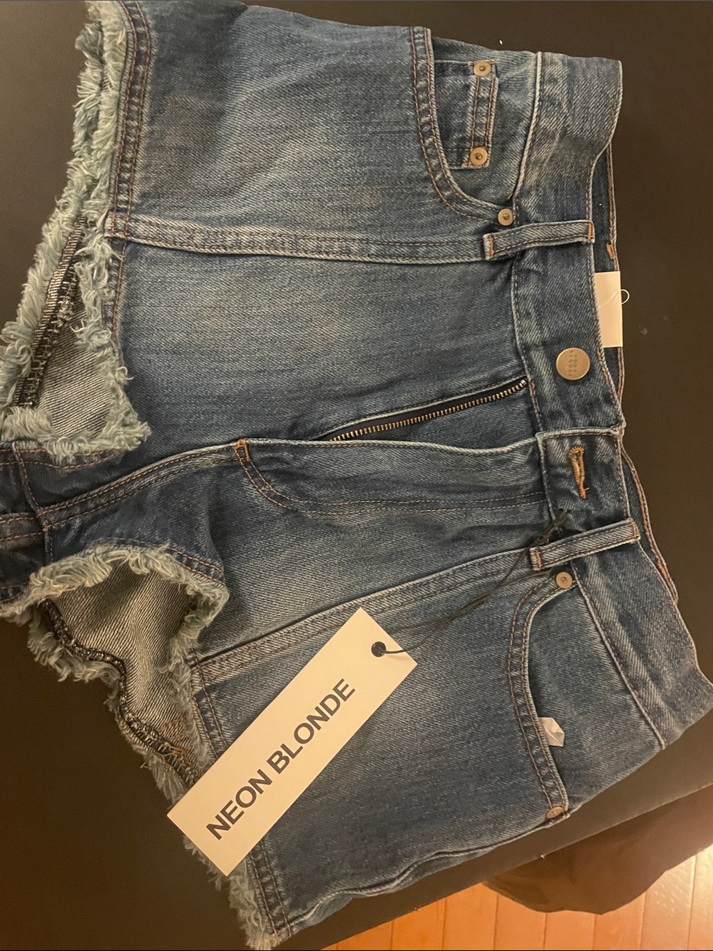 NEON BLONDE Distressed Blue Denim Cutoff Shorts